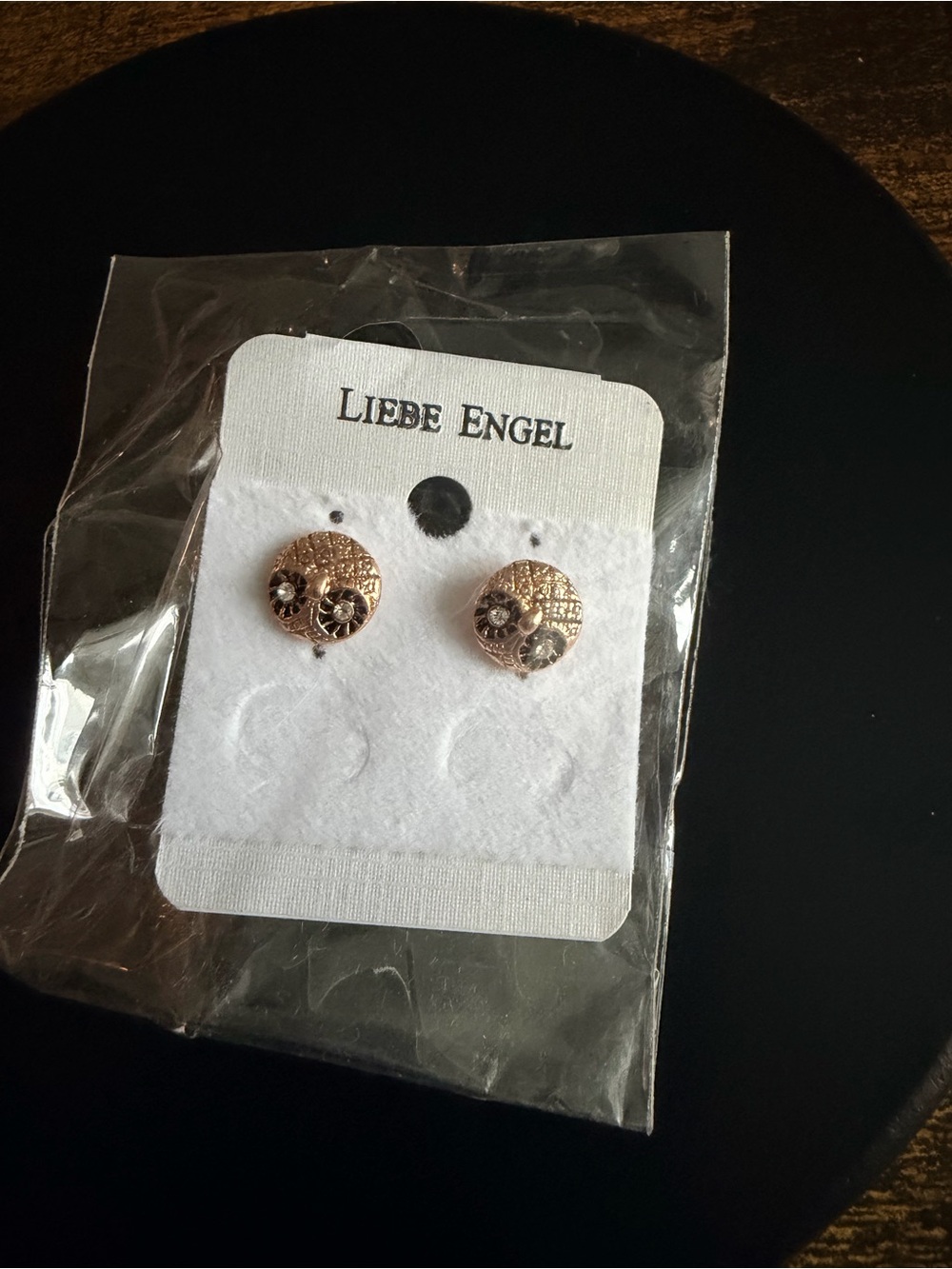 Rose Gold Floral Button Stud Earrings
